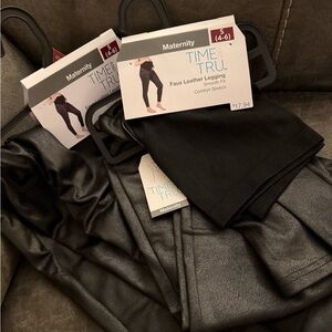 Time and Tru Maternity Black Faux Leather Leggings
